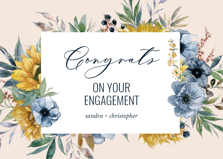Sunflower and blue -  free congratulations card