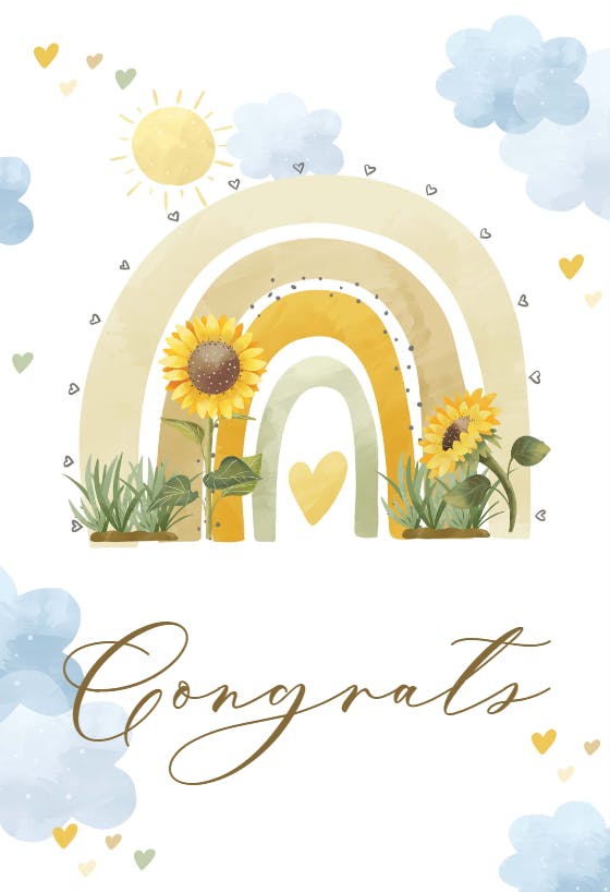 Sunflower rainbow - congratulations card