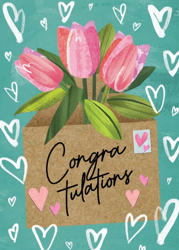 Tulips congrats you -  tarjeta de felicitación