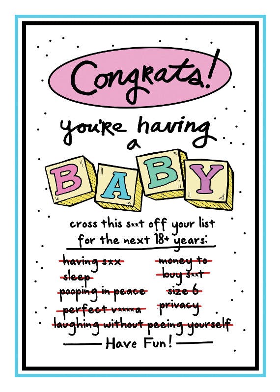 Wish list - tarjeta de recién nacido