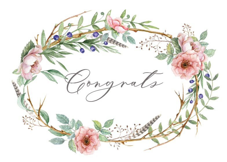 Woodland Flower Wreath - Congratulations Card | Greetings Island