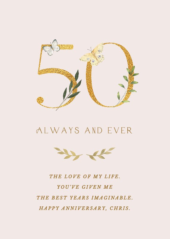 50 always and ever -  tarjeta de aniversario gratis