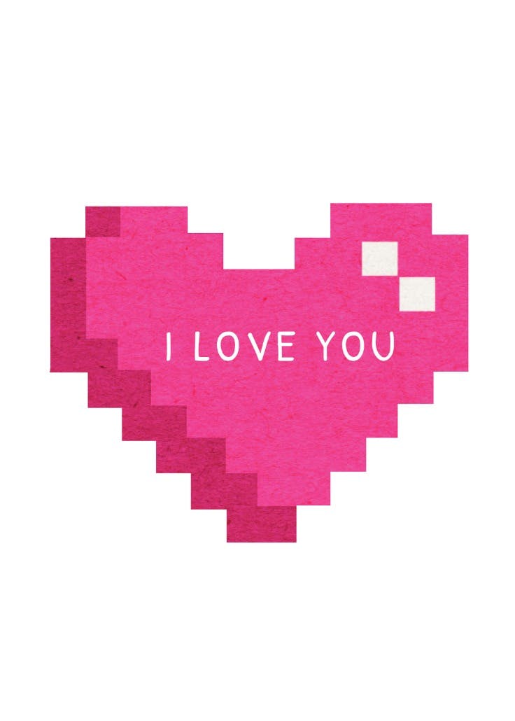 8 bit heart - happy anniversary card