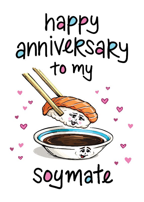 Anniversary soy mate - happy anniversary card