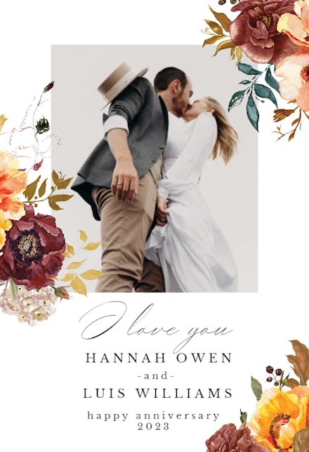 Autumn Flowers Photo - Happy Anniversary Card