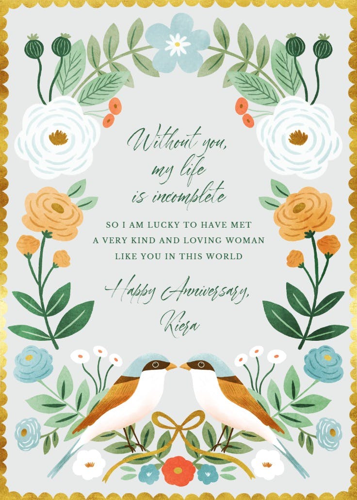 Bird's kisses - anniversary card