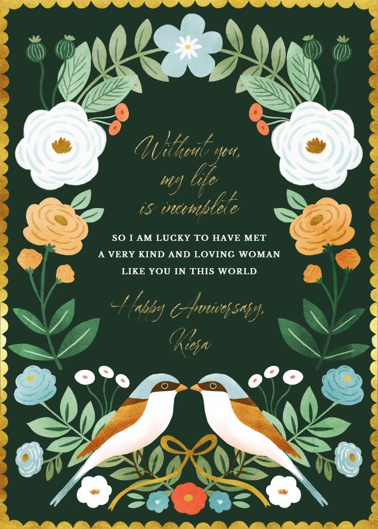 Bird's kisses - happy anniversary card