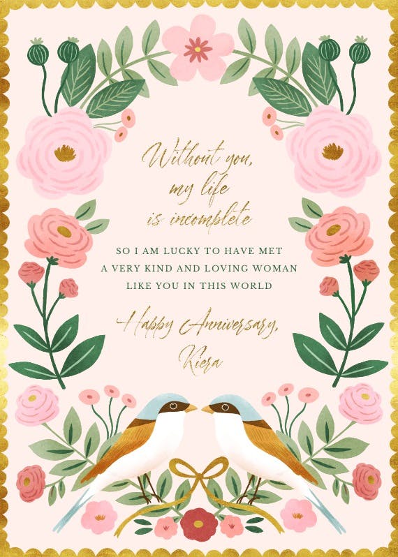 Bird's Kisses - Happy Anniversary Card | Greetings Island