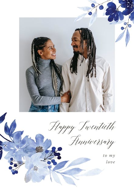 Blue bouquet - happy anniversary card