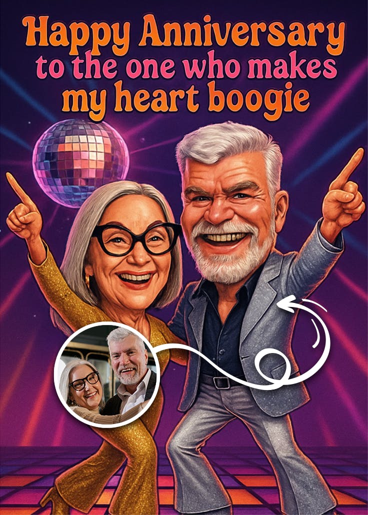 Boogie heart - happy anniversary card