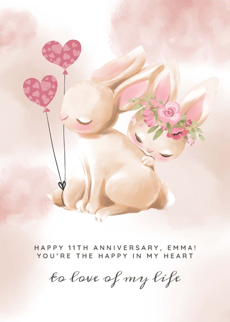 Bunny habits - happy anniversary card