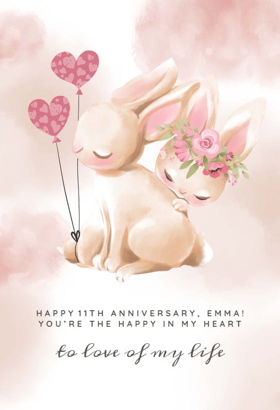 Bunny habits -  free anniversary card