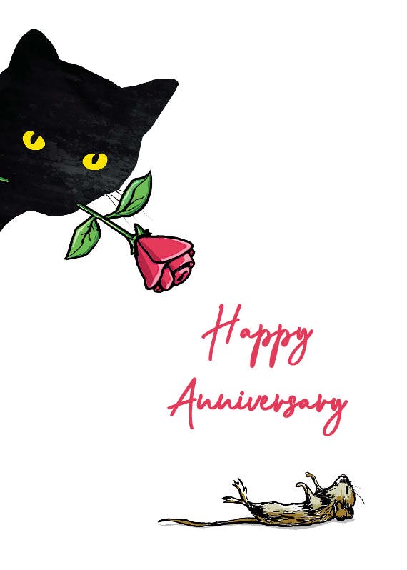 Cat mouse anniversary - tarjeta de aniversario