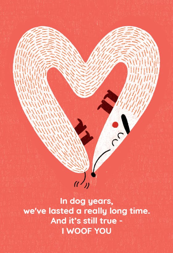 Dog years - happy anniversary card