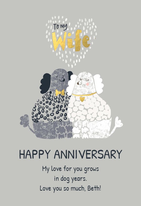Dogs in love - happy anniversary card