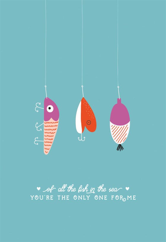 Fish in the sea - tarjeta de aniversario