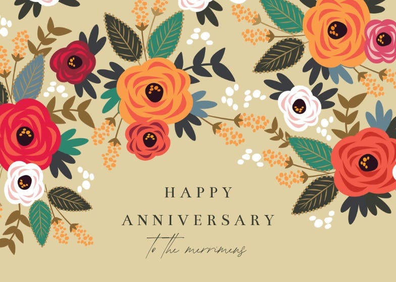 Floral mood - happy anniversary card