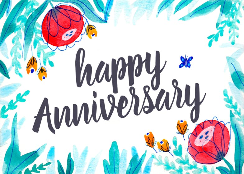 Floral - happy anniversary card