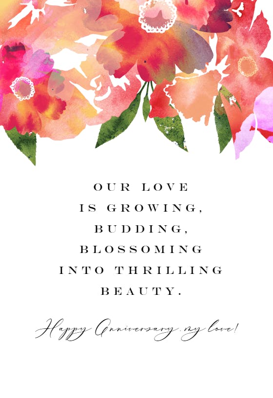 Full bloom -  free anniversary card