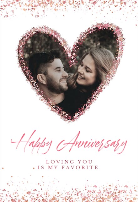 Glitter Heart Frame - Happy Anniversary Card