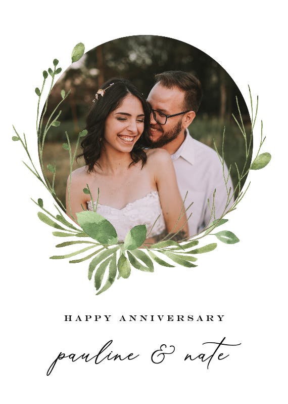 Greenery wreath -  free anniversary card