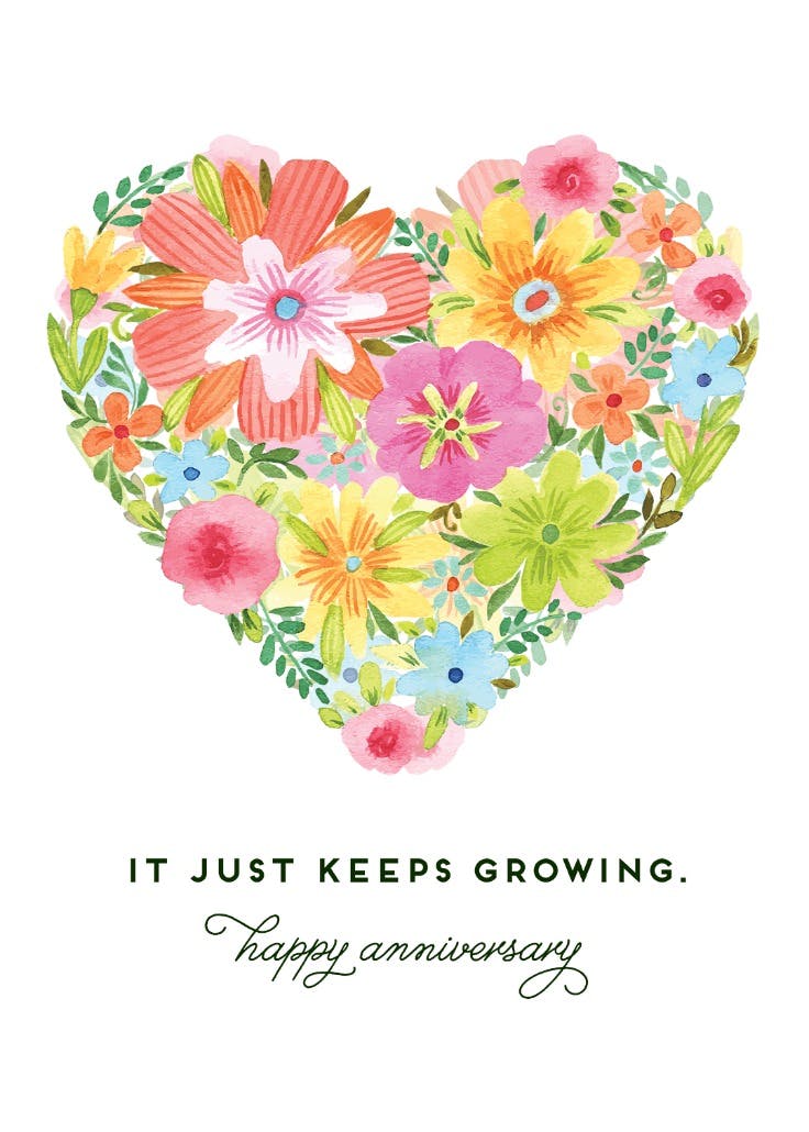 Growing love - happy anniversary card