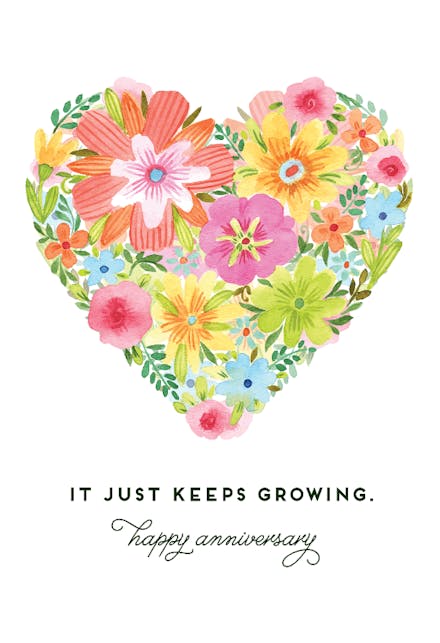 Growing love - happy anniversary card