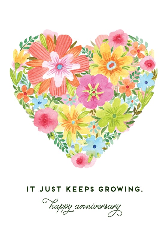 Growing love - happy anniversary card