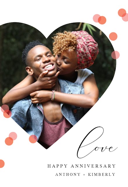 Heart & polka dots - Happy Anniversary Card
