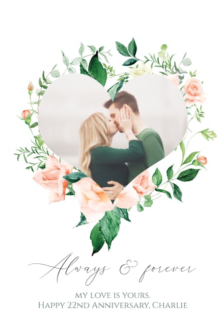 Hearts and Flowers - Happy Anniversary Card