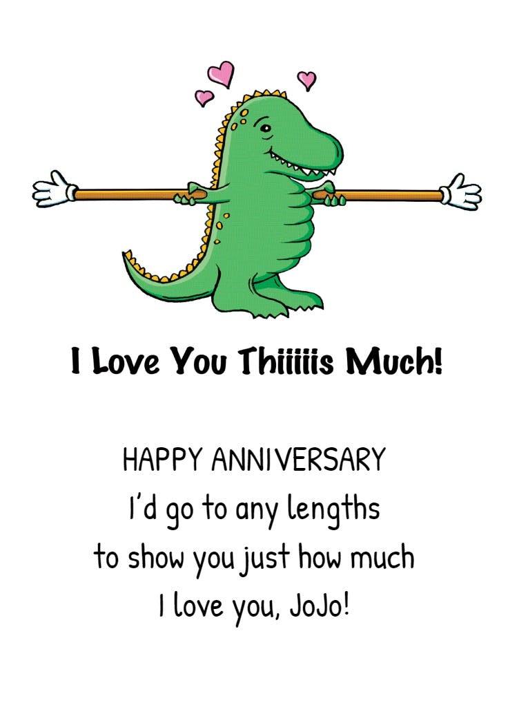 Huge hugs - happy anniversary card