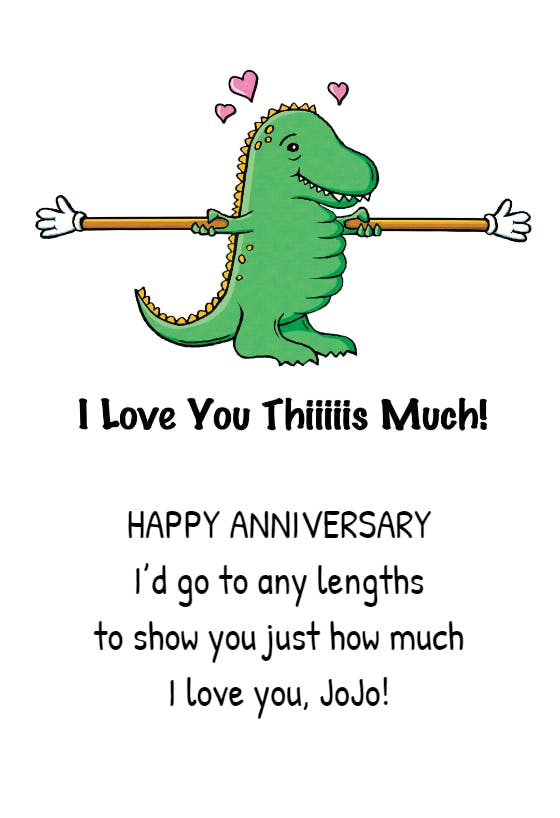 Huge hugs - happy anniversary card