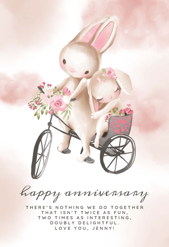 Hunny bunny -  free anniversary card