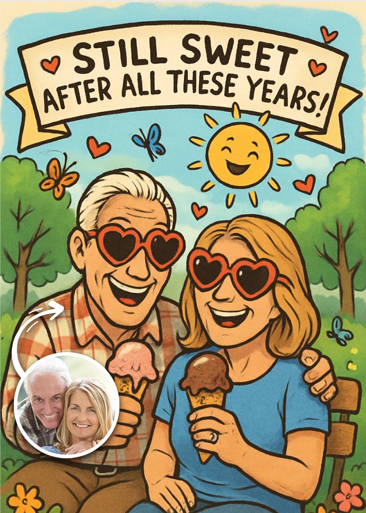 Ice cream love - happy anniversary card
