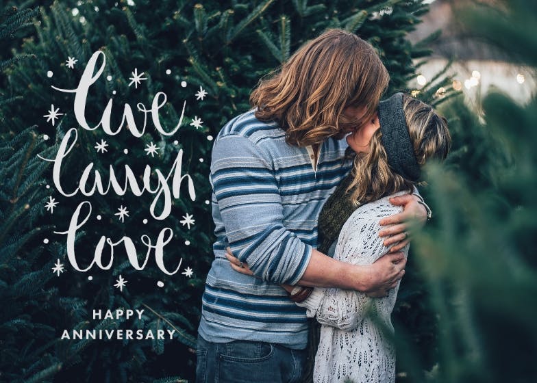 Live laugh love - happy anniversary card