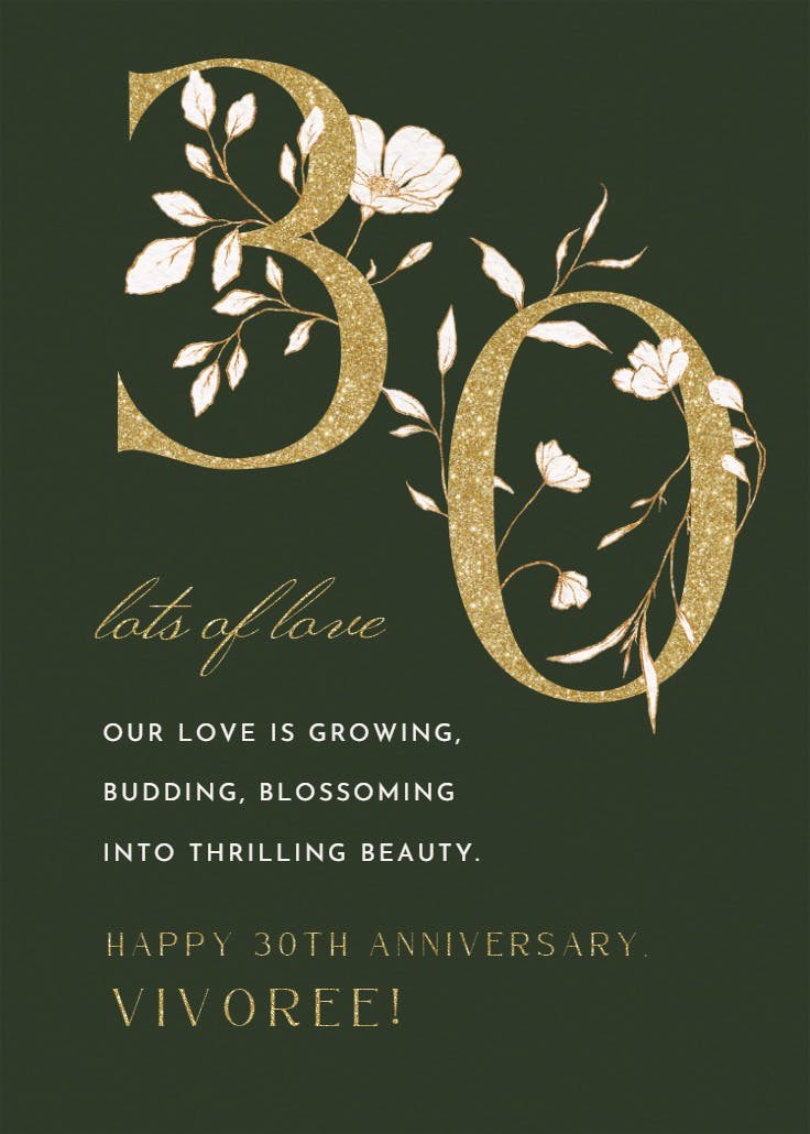 Lots of love at 30 - anniversary card