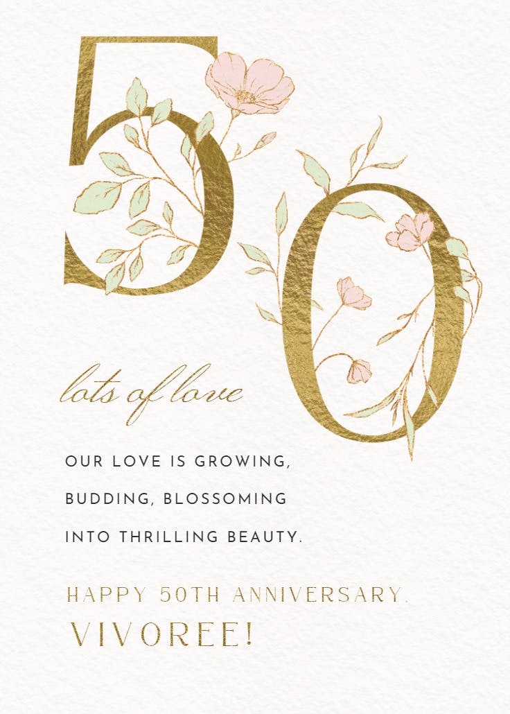 Lots of love at 50 - happy anniversary card