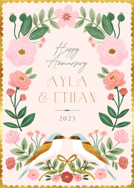 Love birds - happy anniversary card