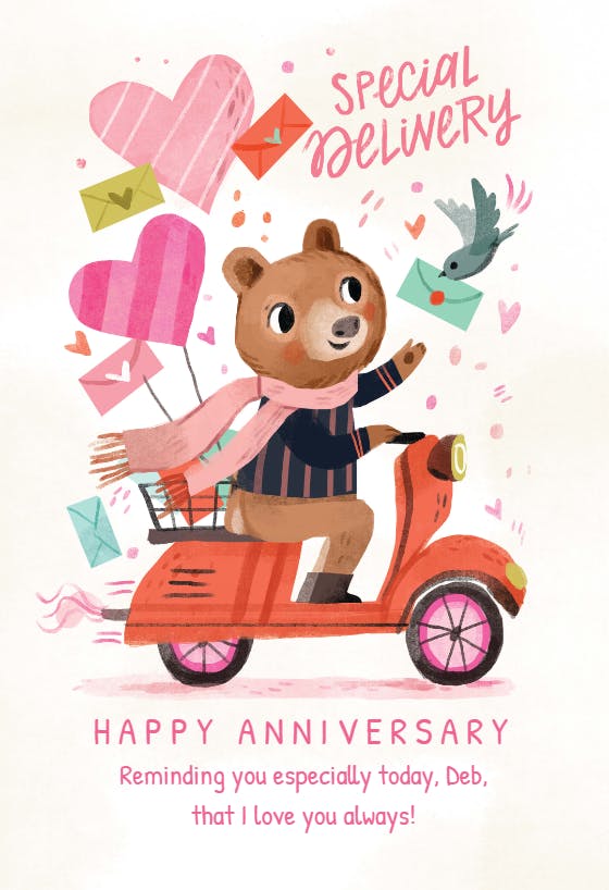 Love delivers - happy anniversary card