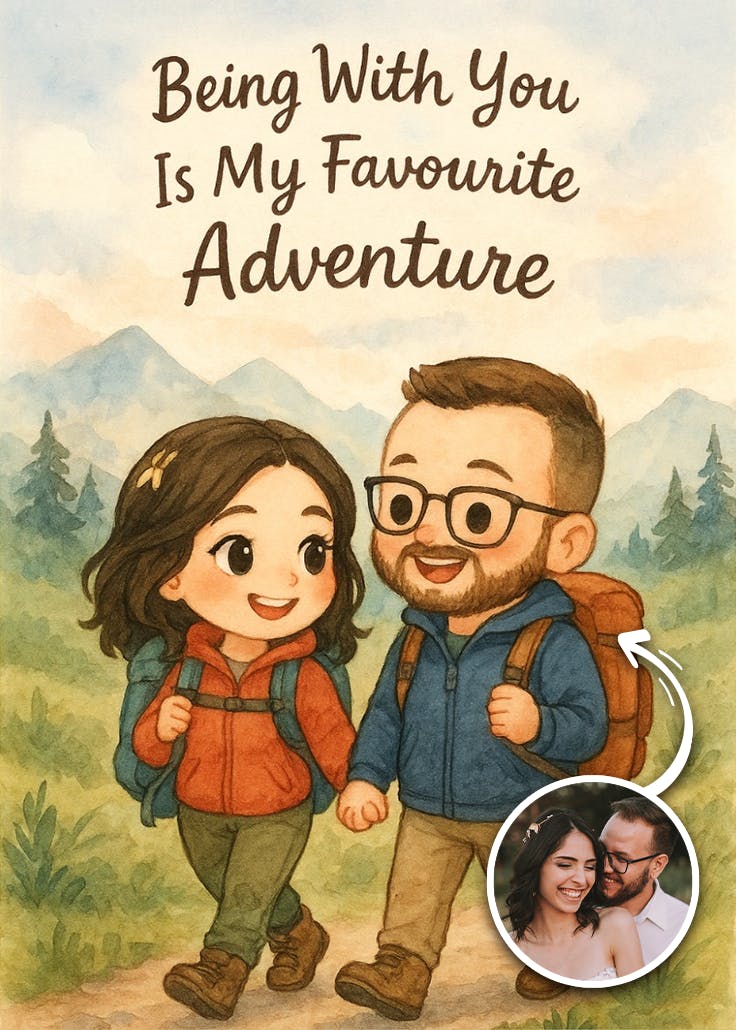 My fave adventure - happy anniversary card