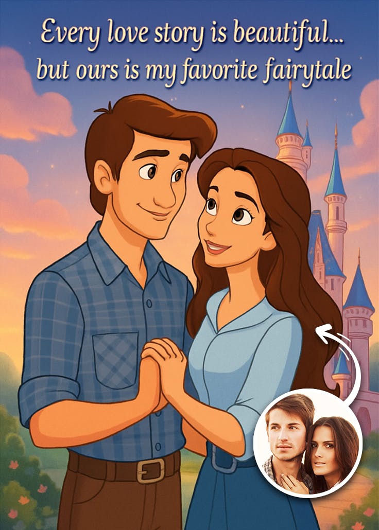My favorite fairytale - happy anniversary card
