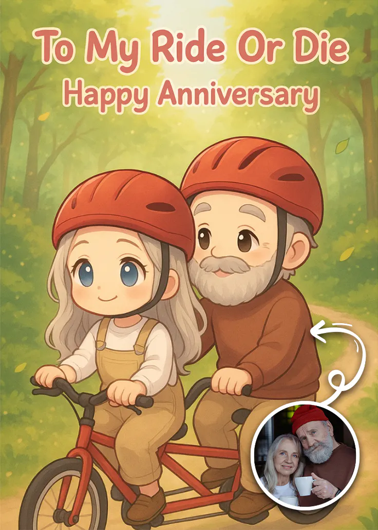 My ride or die - happy anniversary card