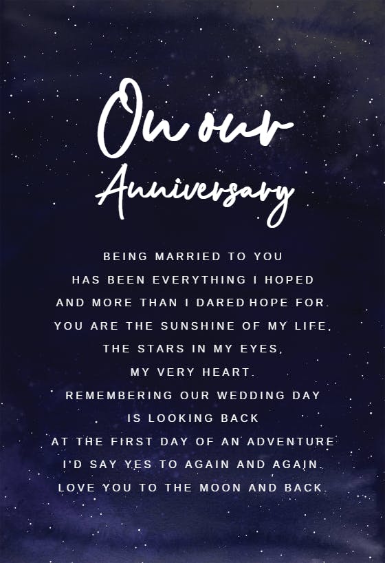 Night sky - happy anniversary card