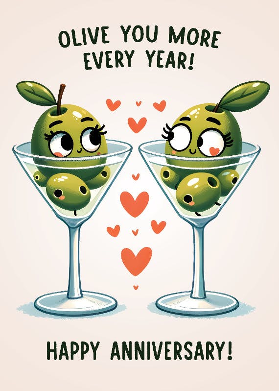 Olive martini -  free anniversary card