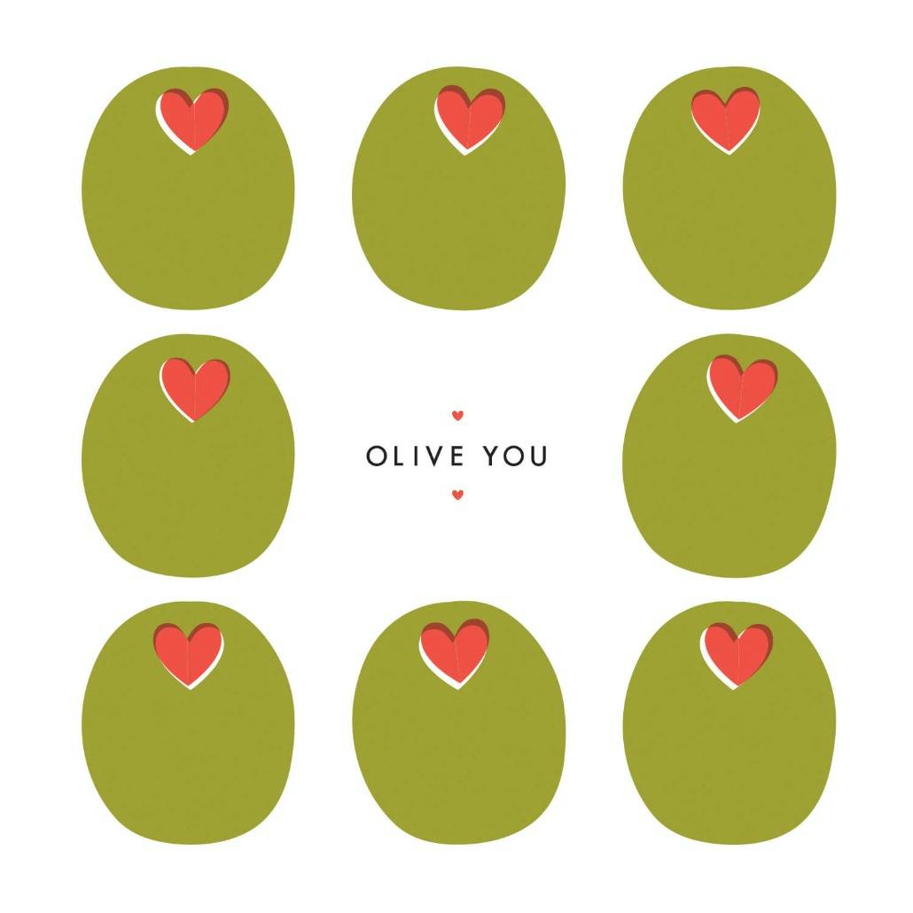 Olive you - happy anniversary card