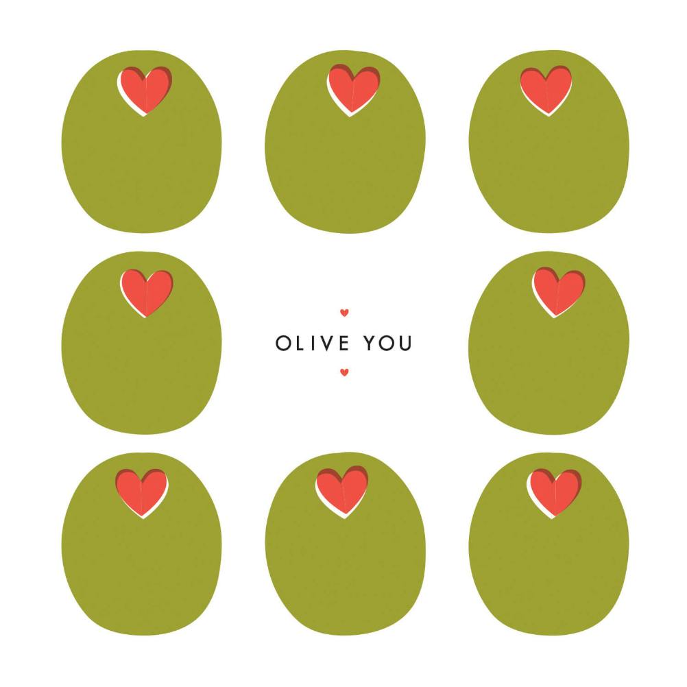 Olive you - happy anniversary card