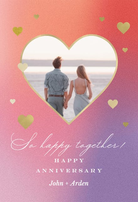 Pastel heart gradient - Happy Anniversary Card