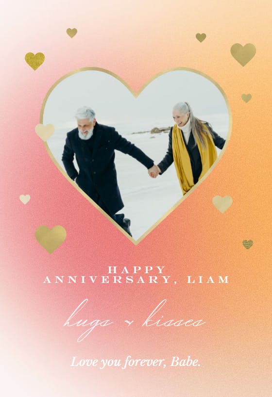 Pastel hearts gradient -  free anniversary card