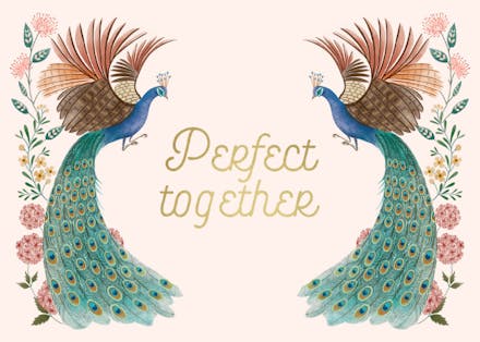 Peacock & flowers - Love Card