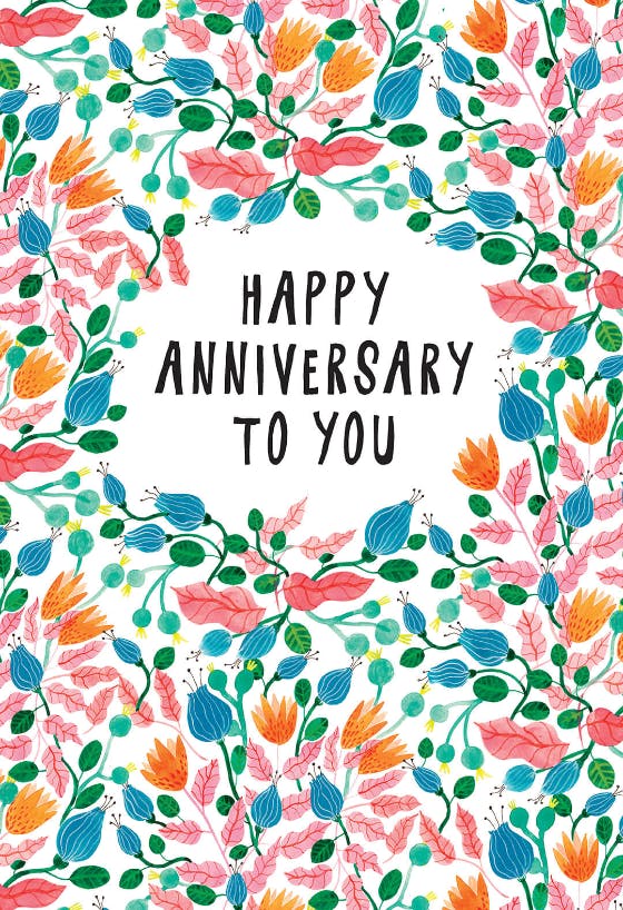 Pink leaves - happy anniversary card